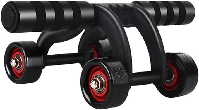 Buikspierwiel - Core trainer - Krachtige core training - Vierwiel ontwerp - 32 x 21.5 cm - Zwart