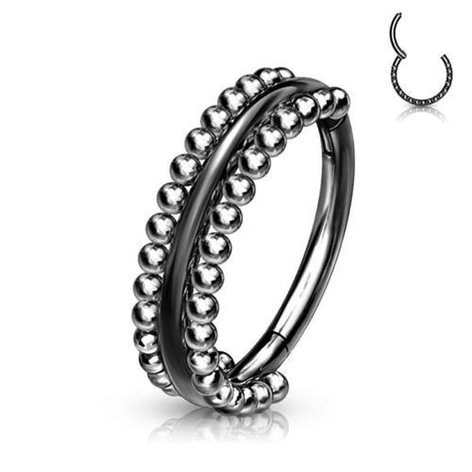 Piercing PVD Double-Sided Milgrain Beads 1.2x8 - zwart - LMPiercings