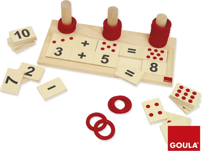 Optellen en aftrekken houten spel