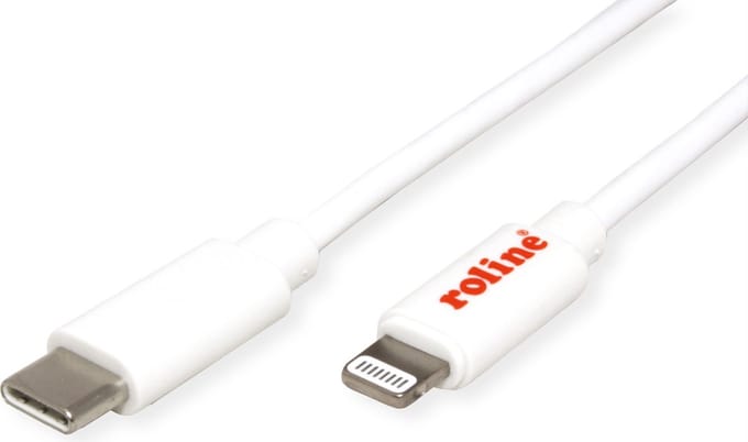 ROLINE USB type C Sync & Charge kabel voor Apple apparaten met 8pin-Connector, wit, 1 m
