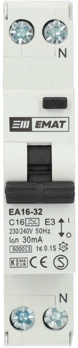 EMAT aardlekautomaat C16 1P+N 30mA Type A (85006005)