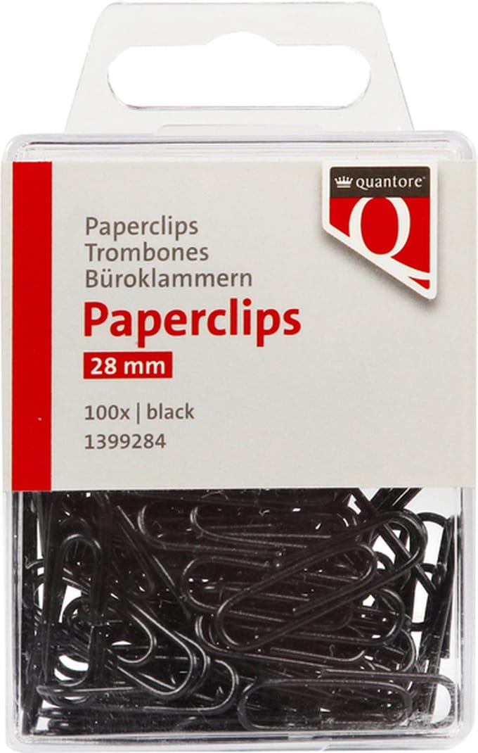Paperclip quantore 28mm zwart 100 stuks
