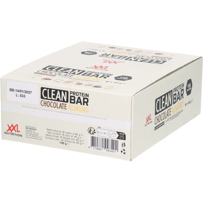 XXL Nutrition - Clean Protein Bar - Chocolade Amandel - Eiwitreep - 16 Stuks