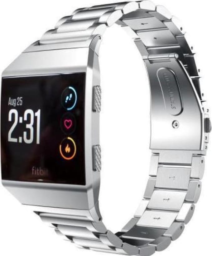 By Qubix - Compatible Fitbit bandje - Geschikt voor fitbit Ionic - Schakelarmband Stainless Steel bandje - Zilver