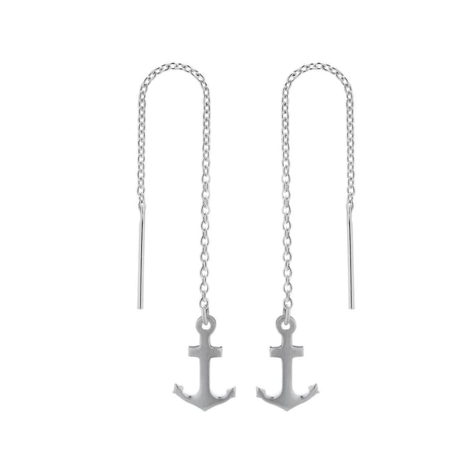 Zilveren oorbellen - chain model - anker - 925 zilver