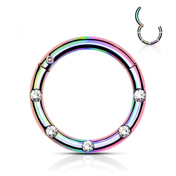 Piercing PVD 5 Flush Petite 1.2x8 - regenboog - LMPiercings