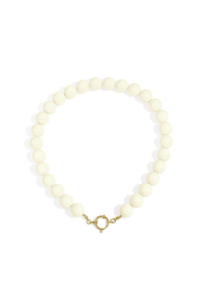 Big Beady Babe Charm Ketting | Créme | RVS & Acryl | Kralen Ketting