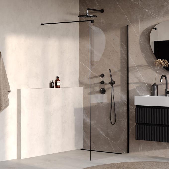 Brauer Oblivion - Inloopdouche - Helder Glas - 90 x 200 cm - incl. Glascoating - Mat Zwart