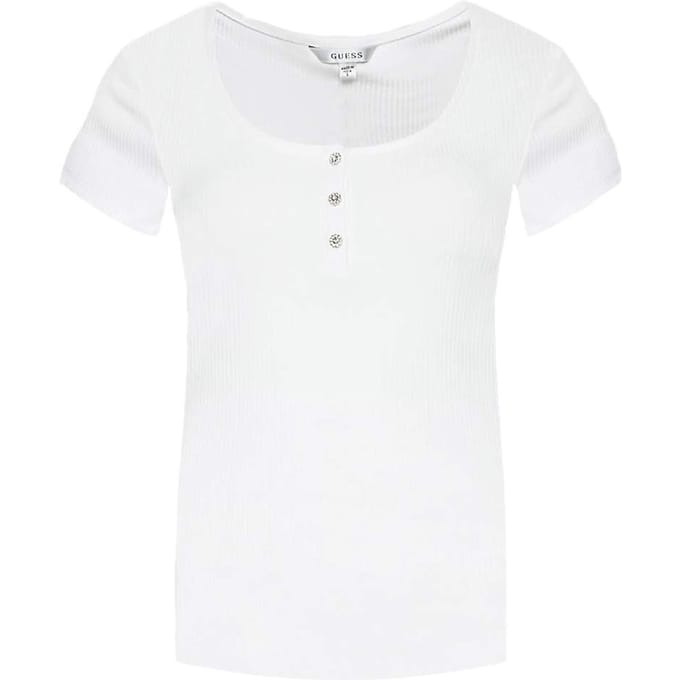 GUESS Ss Karlee Jewel Btn Pure White Taglia: XS | Maglie Sportivi Outlet | Donna | Bianco