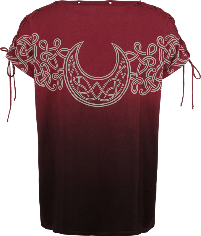 Black Premium by EMP Rood T-shirt met dip dye/verloopprint en bedrukte mouwen met vetersluiting - Dames - M
