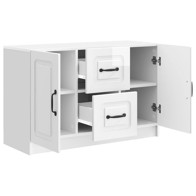 vidaXL - Dressoir - Hoogglans - Wit - 89 - x - 34,5 - x - 57 - cm - Bewerkt - hout