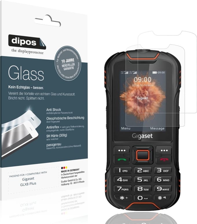 dipos – 2x Matte Pantserfolie geschikt voor Gigaset GLX8 Plus | 9H Screenprotector