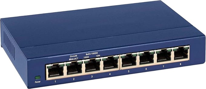 MKSS® Netwerk Switch - Netwerk splitter - Unmanaged - 8 Poorten - Blauw