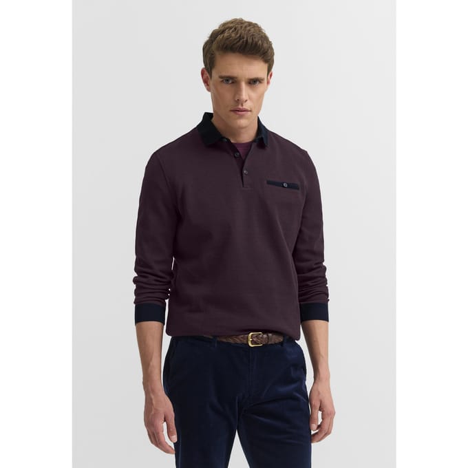 Bugatti Herren Poloshirt met borstzak en contrasterende strepen