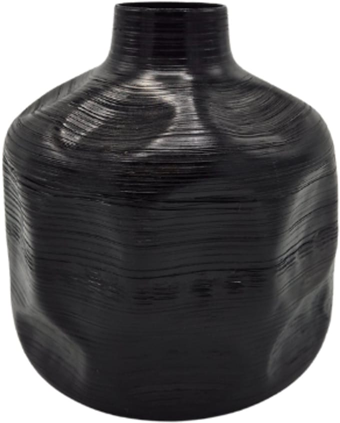 Deco4yourhome® - Vaas - Metaal - Zwart - 18cm - Roos - Bloemen