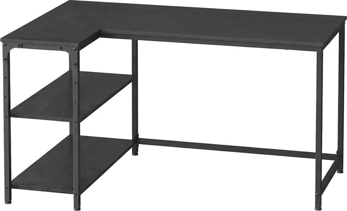 VASAGLE - Bureau - Bureau in L-vorm met Opbergruimte - Verstelbare Plank - Ideaal voor Kantoor
