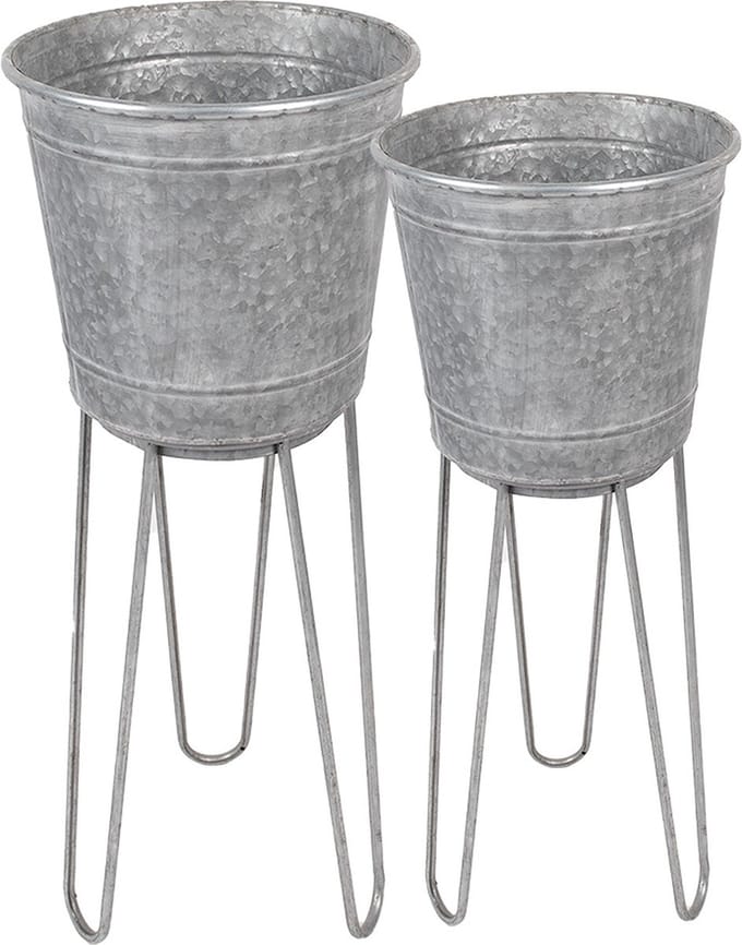 Clayre & Eef Planthouder Ø 35 Ø 31 cm Grijs Metaal