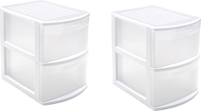 PlasticForte Ladeblok - Set van 2x stuks - 2 lades - bureau organizer - 39 x 29 x 40 cm
