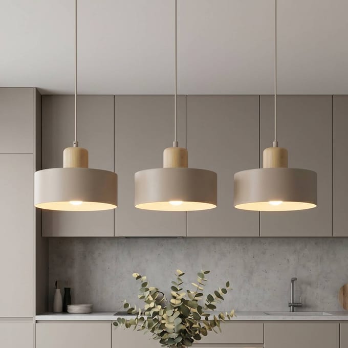 EMIBIG LIGHTING Hanglamp Torin, beige, lengte 80 cm, 3-lamps, metaal/hout