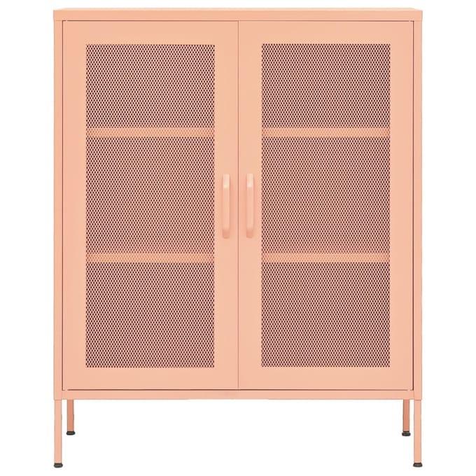 vidaXL - Opbergkast - 80x35x101,5 - cm - staal - roze