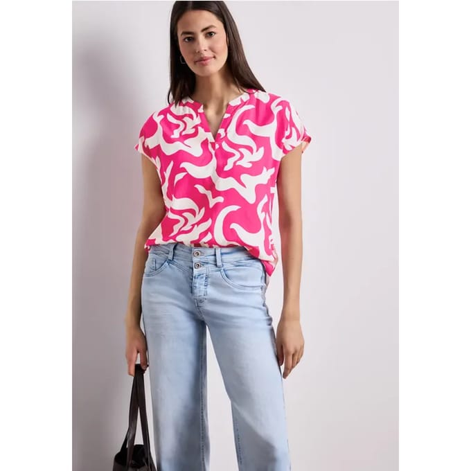 Blouse met hangende schouder en print