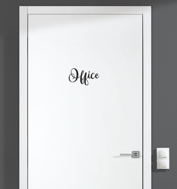 Deursticker - Office - Zwart 11x6