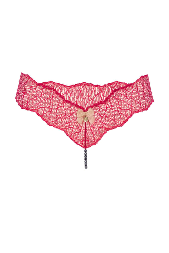 Bracli | Sydney Parel String Set Donker | Rood | Luxe Lingerie Maat Plus