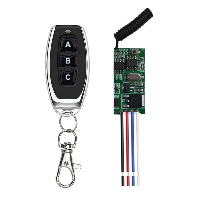 433 MHz 1-kanaals RF-relaisontvanger DC 3,6V-12V draadloze afstandsbediening micro-ontvanger mini-module controller schakelaar voeding zender black
