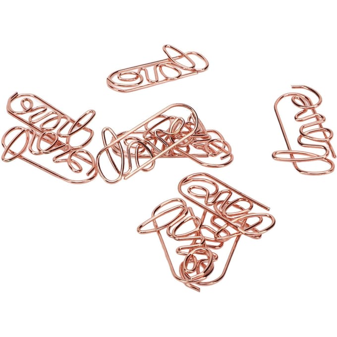 100 Stuks Paperclips Rose Goud Unieke Vorm Galvaniseerproces Lichtgewicht Draagbare Metalen Paperclip met Opbergdoos beige