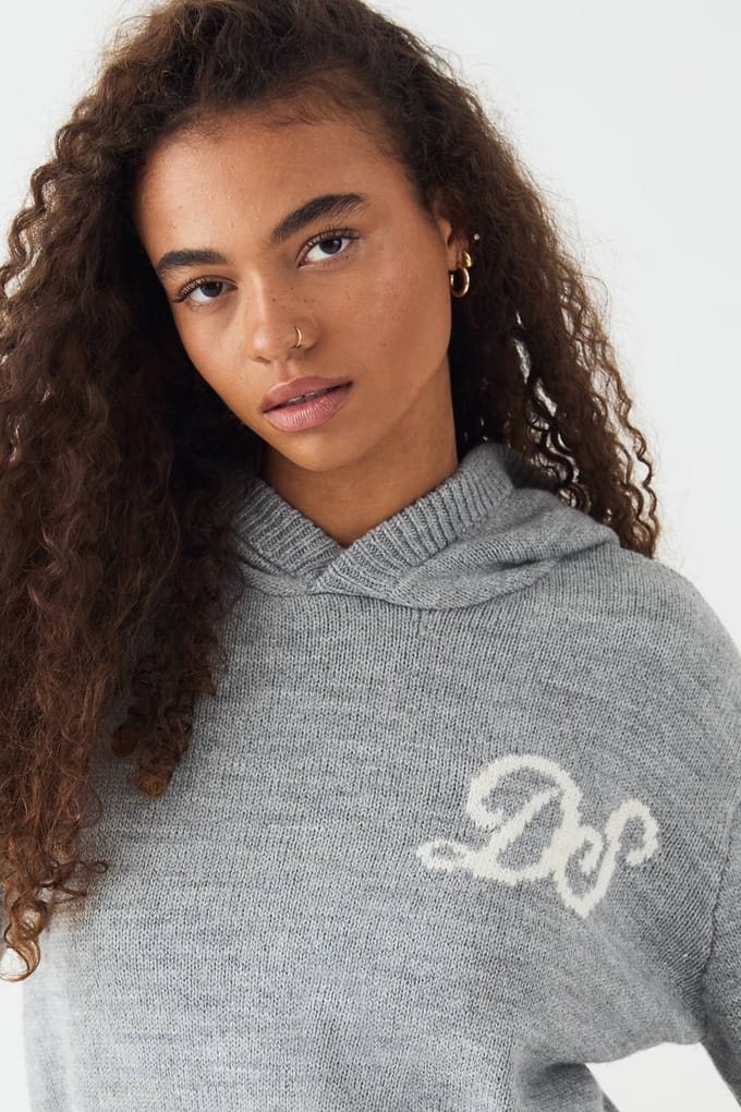 Dames DSGN Studio Gebreide Oversized Hoodie | Grey Marl | Maat: Medium