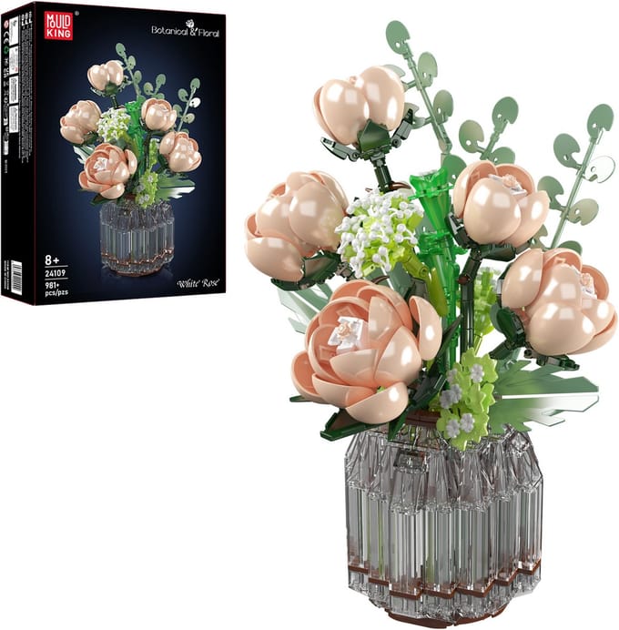 Mould King 24109 - Witte Rozen Boeket - Bouwset - 981 Stukken