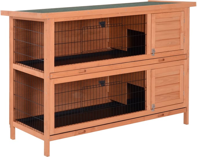 4goodz Konijnenhok 2-verdiepingen Vurenhouten - 50x136x93 cm