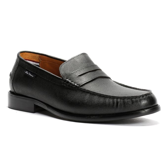 Ben Sherman Hester Leren Zwarte Mannelijke Instappers