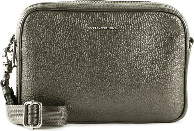 MANDARINA DUCK Leren Schoudertas Mellow Lux Camera Bag Graphite Donkergrijs