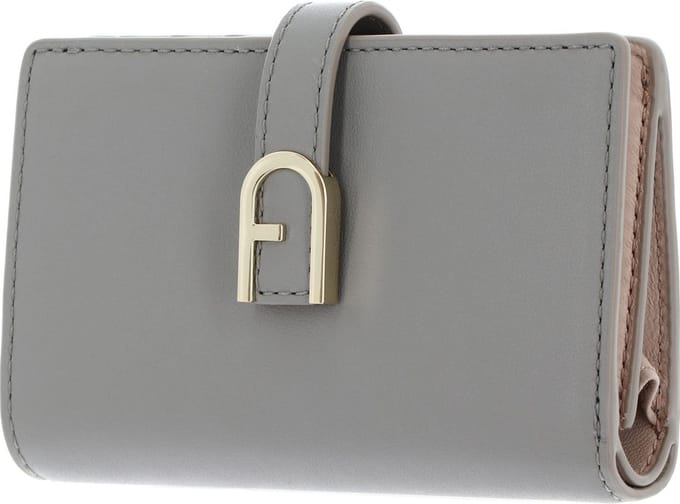 FURLA Leren Portemonnee Flow Compact Wallet Cenere Lichtgrijs