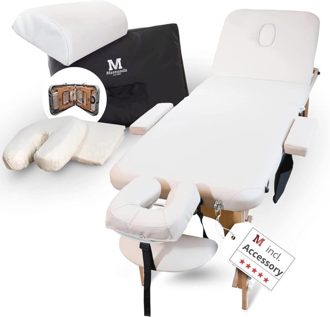 Inklapbare massagetafel met verstelbare hoogte en accessoires - Ergonomisch en mobiel