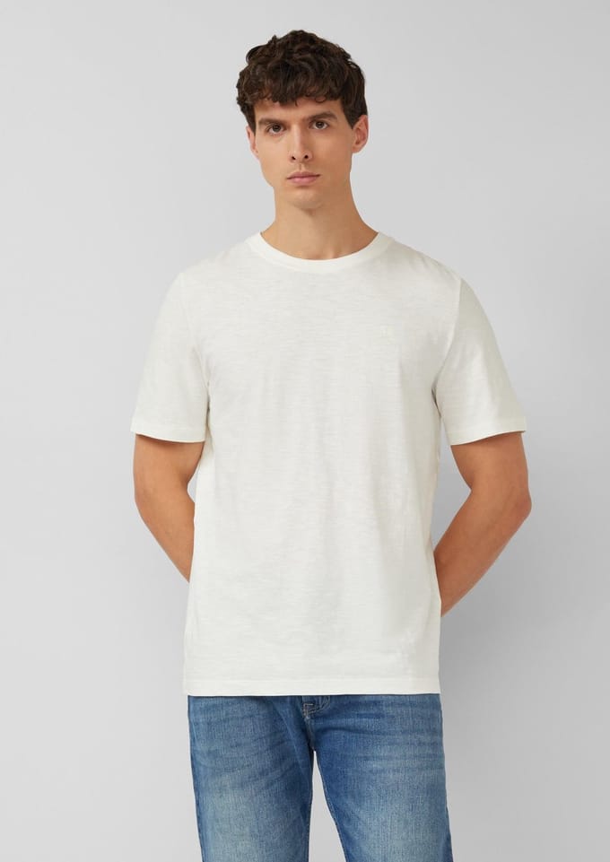s.Oliver - male - T-shirt in vlamgarenstructuur met logodetail