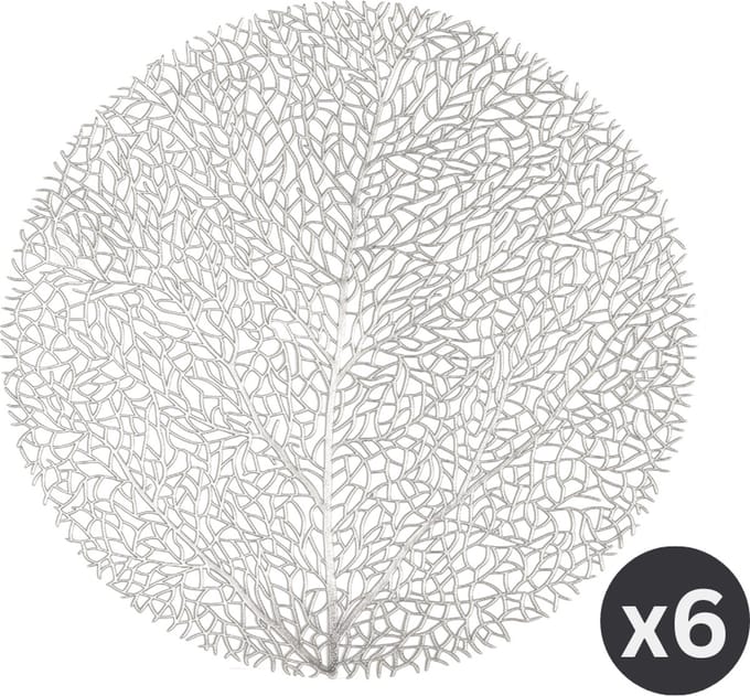 Placemat CAPELINNI rond, SET/6, dia 38 cm, zilver