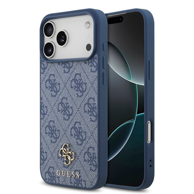 Guess Back Cover Case - iPhone 17 Pro - Blauw - MagSafe-compatibel - Slank ontwerp met metalen logo