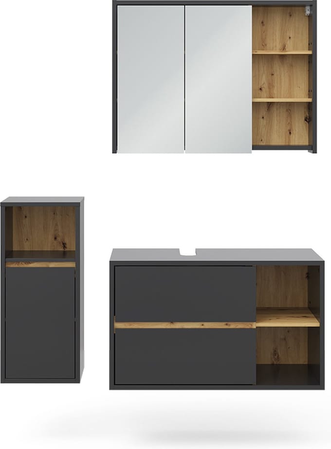 Vicco Badkamermeubelset Viola, Antraciet, 3-delig
