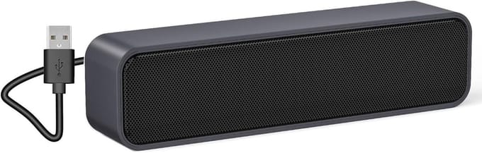 SoundBar Mini USB-luidspreker, computerluidspreker, laptopboxen voor pc, computer, laptop, notebook, tablet - plug and play - blauwgrijs