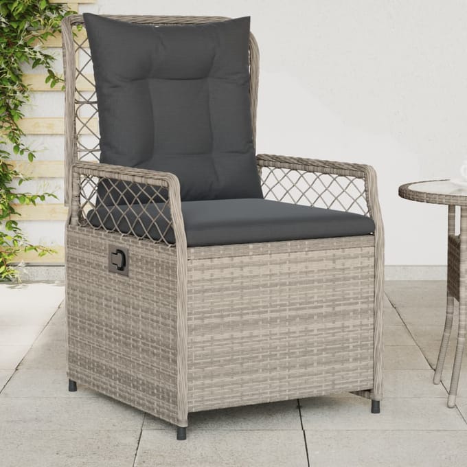 vidaXL - Tuinstoelen - 2 - st - verstelbaar - poly - rattan - lichtgrijs