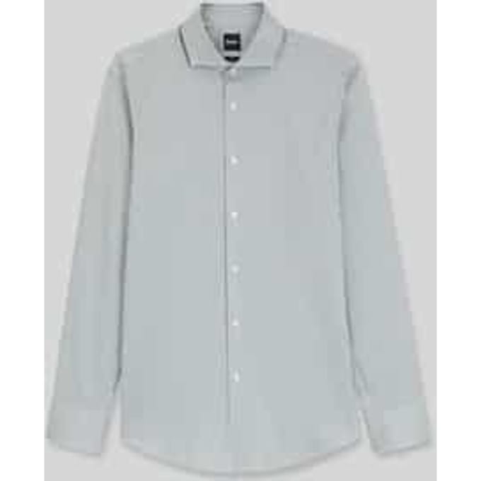 BOSS Hank slim fit overhemd - popeline - groen met wit gestreept - Strijkvriendelijk - Boordmaat: 39 (EU maat: M)