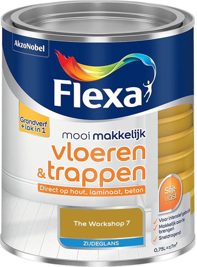 Flexa - Mooi Makkelijk Vloeren & Trappen Zijdeglans - The Workshop 7 - Mengverf - 750 Ml