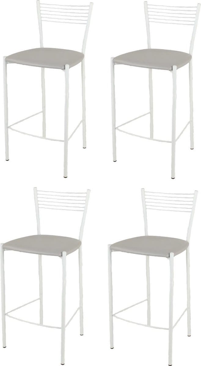 Tommychairs Elegance - Eetkamerstoelen - Set van 4 - Wit & Licht Grijs - Kunstleer & Metaal