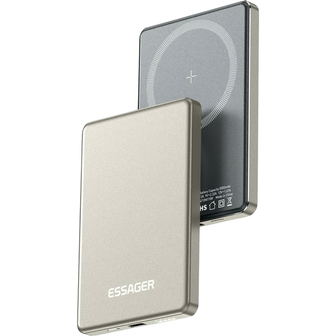 Essager 5000mAh 8mm Super Slim Fit MagSafe Wireless Powerbank Titanium 5.000 mAh