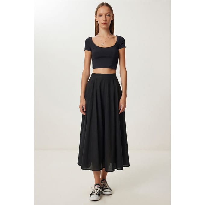 Hoge Taille A-Lijn Midi Rok
