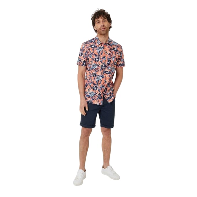 Threadbare Mannen Latham Bloemen Regular Shirt (Perzik)