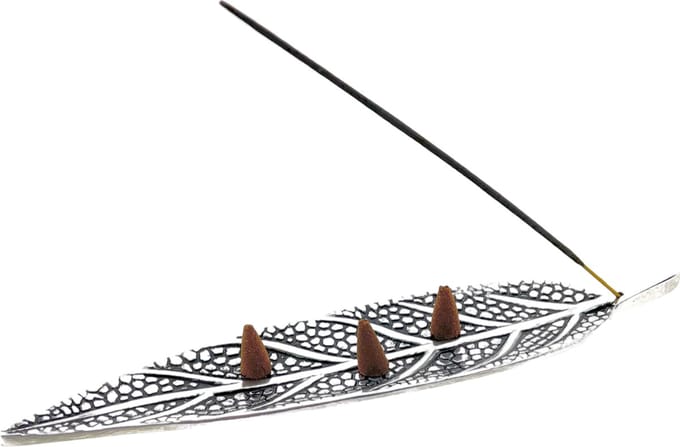 Premium Wierookhouder metaal bladmotief 27 x 5.5 x 8 mm
