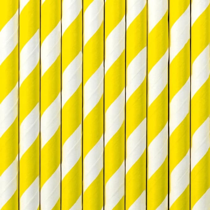 Papieren rietjes geel wit gestreept